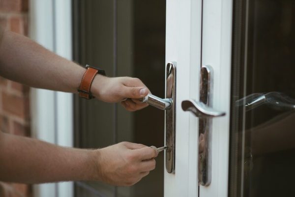 person locking door